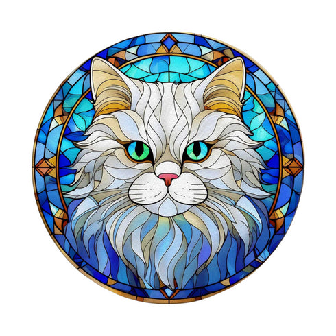 Cat Persian Glass Suncatcher Worktop Saver